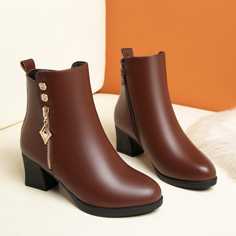 Women's New Soft Leather Cozy Sole Boots